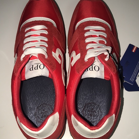OPP FRANCE LACE UP SUEDE SNEAKERS RED - Picture 11 of 16
